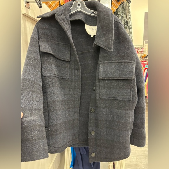 BA&SH Carmel Plaid Wool Blend Button Up
Shirt Jacket Marine Blue - Picture 5 of 7